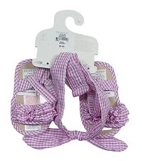 2set - Růžovo-bílé kostkované sandálky + čelenka zn. Primark, vel. 18