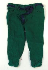 Zelené manžestrové cuff kalhoty s páskem zn. F&F 