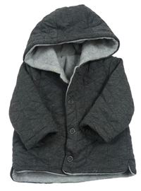 Tmavošedý melírovaný prošívaný zateplený kabátek s kapucí zn. Nutmeg