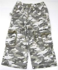 Army 7/8 plátěné kalhoty s kapsami a výšivkou 
