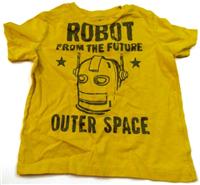 Žluté tričko s robotem a nápisy zn. GAP