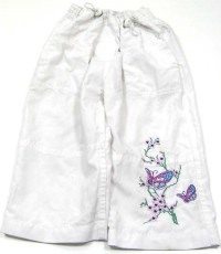 Bílé šusťákové 7/8 kalhoty s motýlky zn. YD