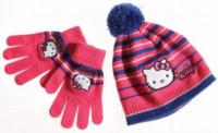 Nové - 2set - Růžovo-modrá čepička+rukavičky s Kitty zn. Sanrio