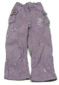 Fialové plátěné rolovací oteplené kalhoty s motýlkem zn. Next