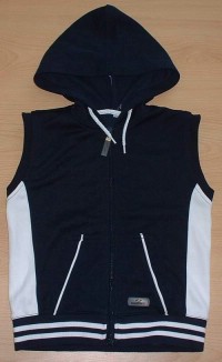 Modro-bílá sportovní vesta s kapucí