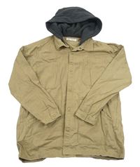 Béžová plátěná bunda s teplákovou kapucí zn. Zara