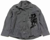 Černá pruhovaná košile s drakem zn. F&F
