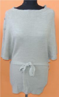 Dámský béžový svetr s krátkými rukávy a páskem zn. Fashion Union 