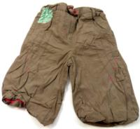 Hnědé plátěné oteplené kalhoty s mašličkou zn. Mini Mode