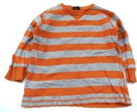 Oranžovo-šedé pruhované triko zn. Next