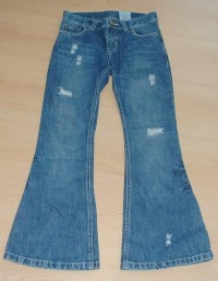 Modré riflové kalhoty s prošoupáním zn.  Denim Co. vel. 9-10 let