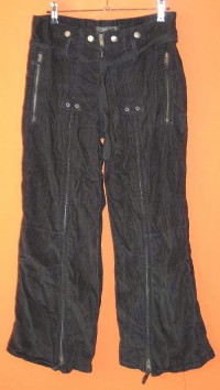 Dámské černé manžestrové kalhoty s páskem