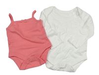 2x - Body - Korálové košilkové s mašličkou zn. F&F, bílé