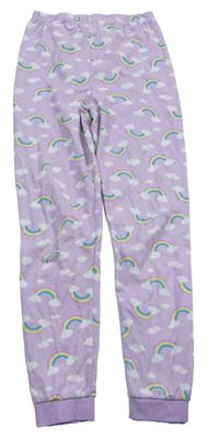 Levandulové fleecové pyžamové kalhoty s duhami a obláčky zn. PRIMARK