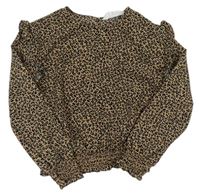 Béžové crop triko s leopardím vzorem a volány zn. H&M
