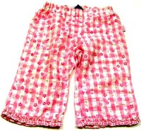 Růžové kostkované krepové 7/8 kalhoty s kytičkami zn. Pumpkin Patch