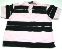 Modro- růžové tričko s límečkem a nápisem vel. 10-11 let