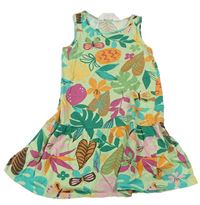 Světlezelené šaty s lístečky a motýlky a ananasy zn. H&M