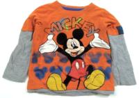 Oranžovo-šedé triko s Mickeym zn. Marks&Spencer 
