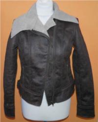 Dámský hnědý kožený zimní kabátek zn. F&F
