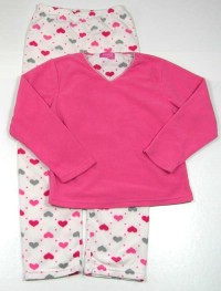 Růžovo-bílé fleecové pyžamo se srdíčky