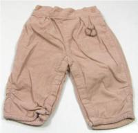 Růžové manžestrové oteplené kalhoty s kytičkami zn. Next