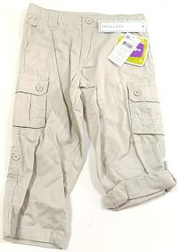 Nové - Béžové plátěné rolovací kalhoty s kapsami zn. Kidsrus 