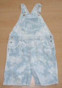 Modré batikované riflové laclové kraťasy se srdíčkem vel. 10/11 let