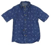Modrá riflová košile s palmami zn. Primark