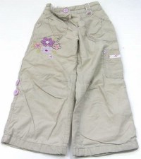Béžové plátěné oteplené kalhoty s kytičkou zn.George