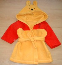Žluto-červený fleecový župánek s kapucí - medvídek Pů zn. Mothercare
