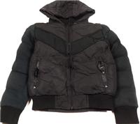Černá šusťákovo/mikinová zimní bunda s kapucí 
