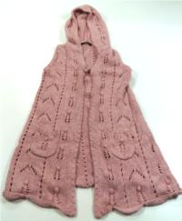 Růžová svetrová vesta/cardigan s kapucí zn. George 