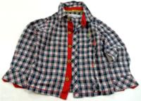 Černo-modro-bílo-červená kostkovaná košile s ťapkami zn. Rocha
