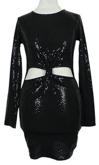 Dámské černé třpytivé šaty s průstřihy zn. H&M