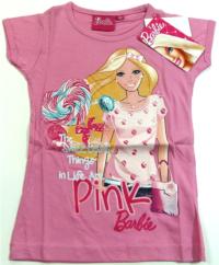Nové - Růžové tričko s potiskem zn. Barbie