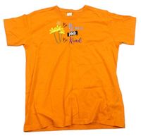 Oranžové tričko s kytičkami a nápisem zn. Fruit of the Loom