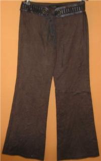 Dámské hnědé semišové kalhoty s páskem 