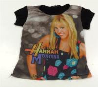Černo-béžové tričko s Hannah Montana 