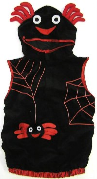 Outlet - Černo-červená sametová vesta s kapucí - pavouk zn. George