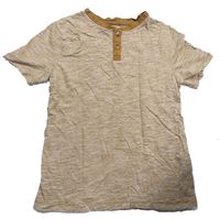 Skořicové melírované tričko s knoflíčky zn. H&M