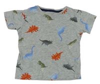 Šedé melírované tričko s dinosaury zn. Urban