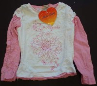 Bílo-růžové triko s kytičkami - nové