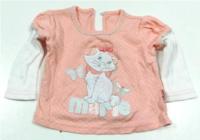 Růžovo-bílé triko s kočičkou Marií zn. George + Disney
