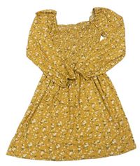 Okrové šaty s kytičkami zn. F&F