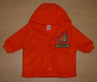 Oranžová fleecová bundička s kapucí a nášivkami zn. Adams