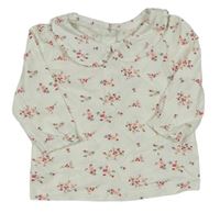 Krémové květované triko s límečkem zn. Matalan