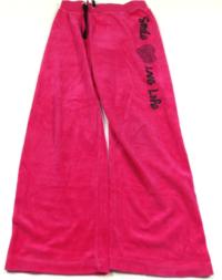 Růžové sametové kalhoty s nápisem a srdíčkem zn. Y.d