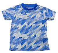 Modro-šedé vzorované sportovní tričko s logem zn. Adidas