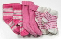 3x ponožky růžové, růžové pruhované
